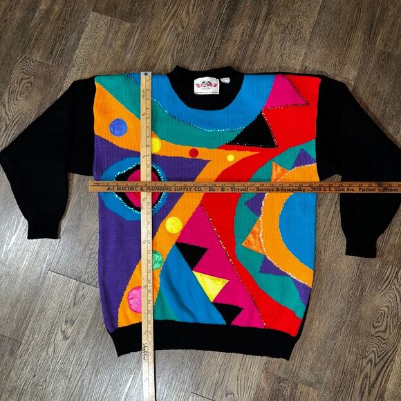 Vtg INTERNATIONAL SPORTSWEAR Extra Touch Colorblock Sequin Satin Dots 40 20W - Picture 3 of 7